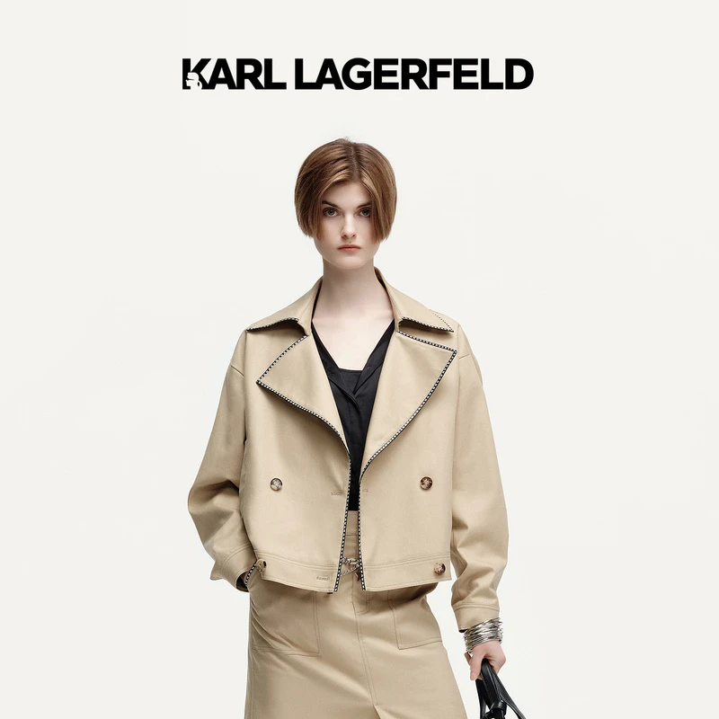 KARL LAGERFELD卡尔拉格斐24秋冬新款短风衣老佛爷K26L3050