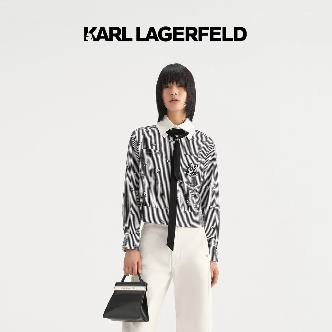 KARL LAGERFELD卡尔拉格斐2023夏季新款刺绣衬衫236L16E5