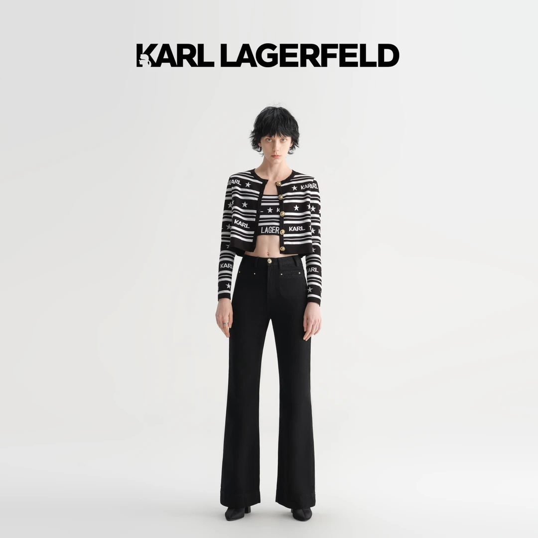 KARL LAGERFELD卡尔拉格斐2023春季新款阔腿牛仔裤老佛爷231L1111