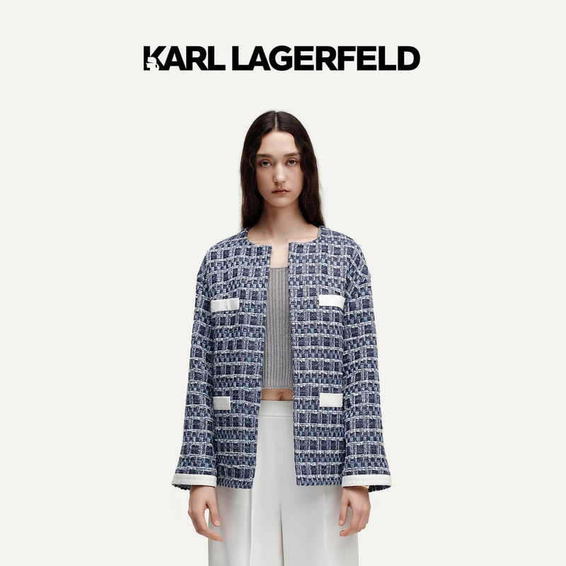 KARL LAGERFELD卡尔拉格斐2024秋粗花呢双面穿外套K26L1551