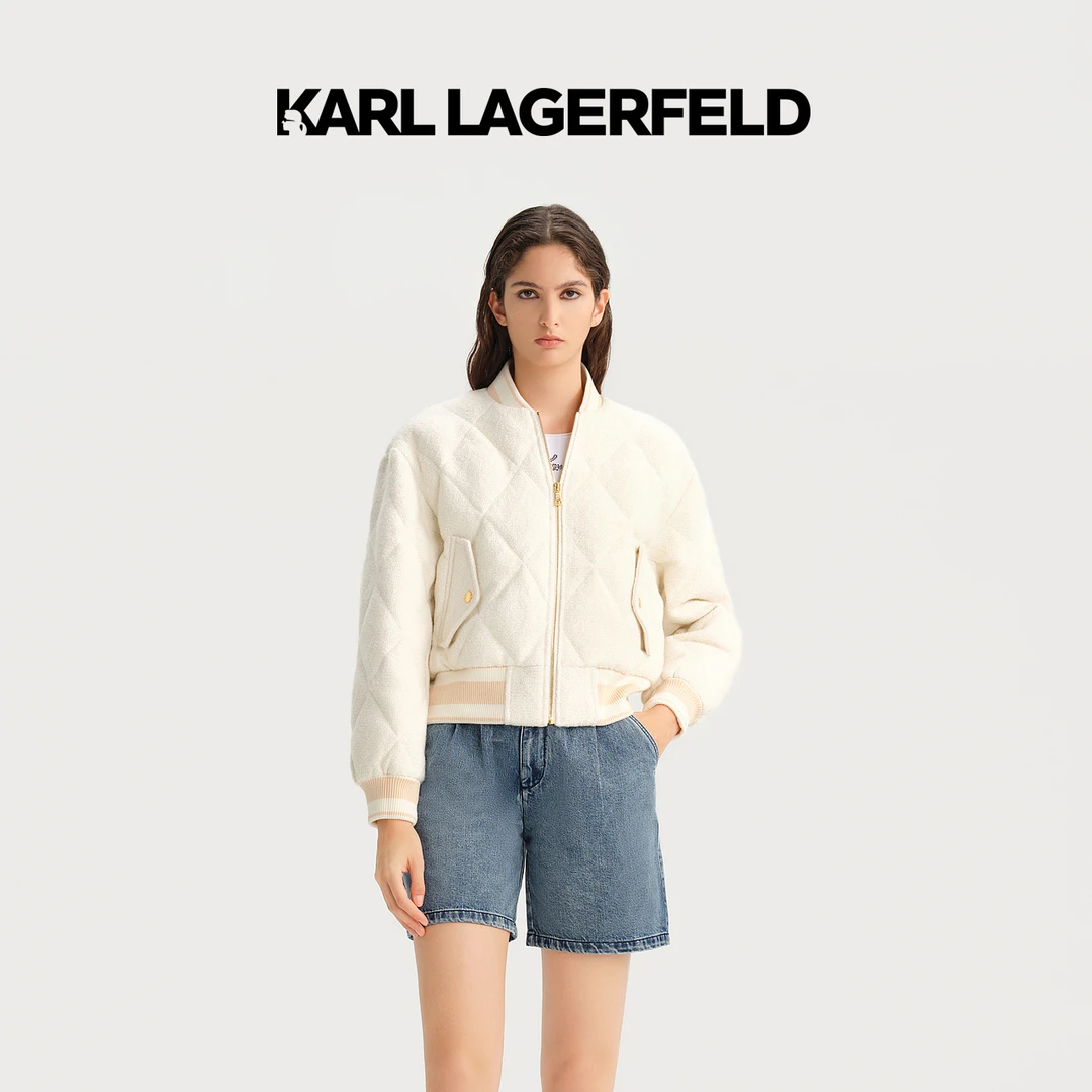 KARL LAGERFELD卡尔拉格斐白色夹克羽绒服老佛爷E37W1593