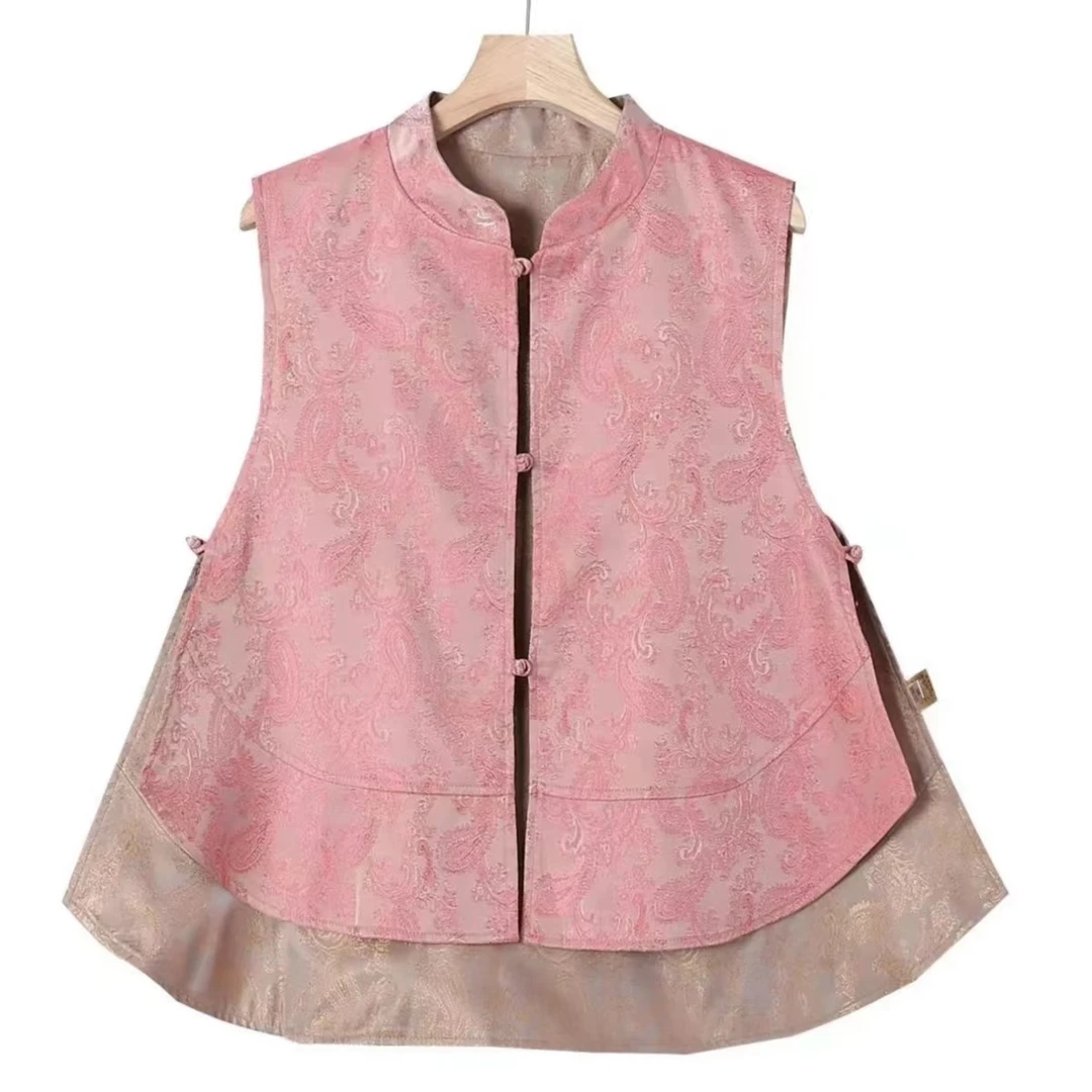 双面双穿新中式国风提花立领禅意马甲