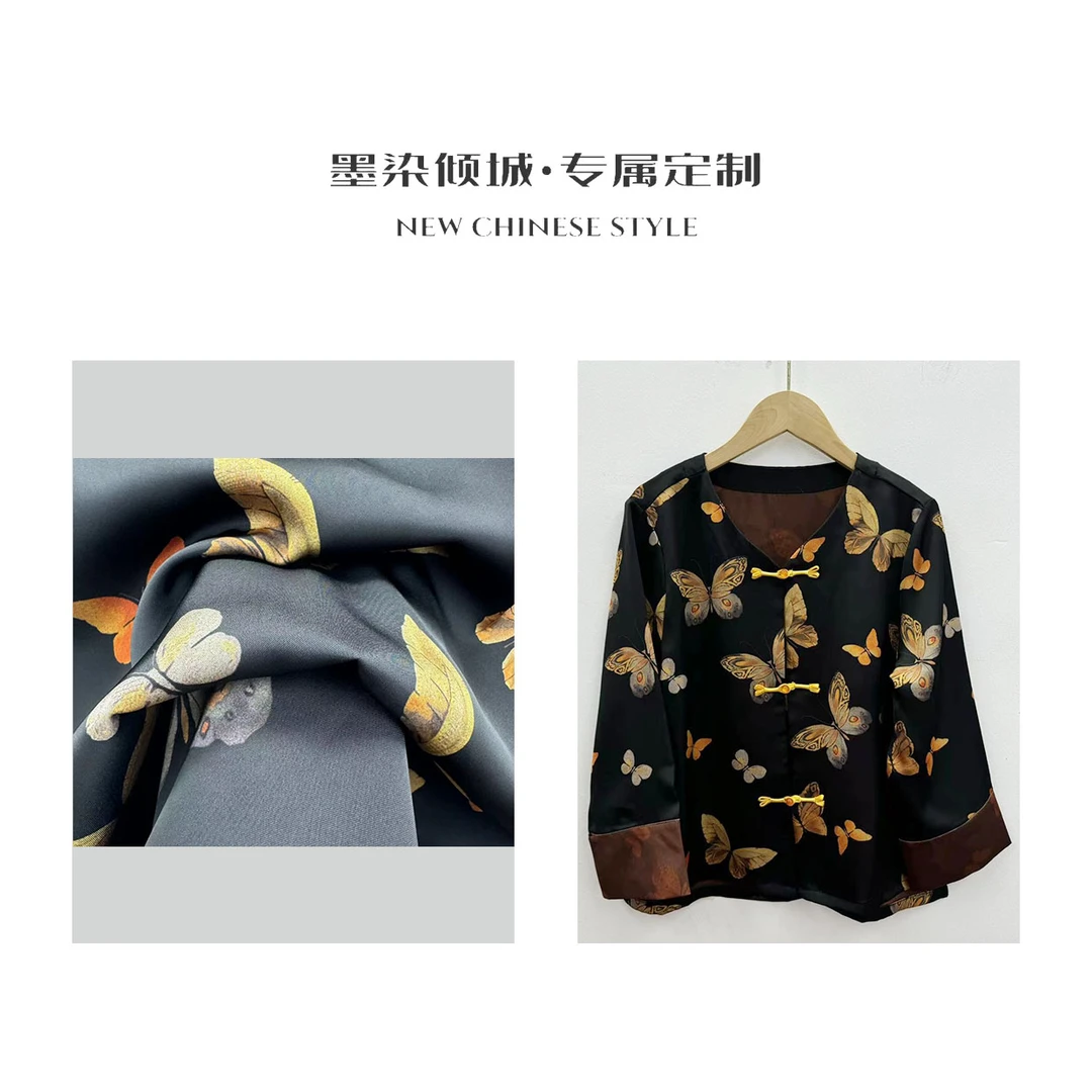 黑·金蝴蝶-重磅香云老料国风三粒扣外套