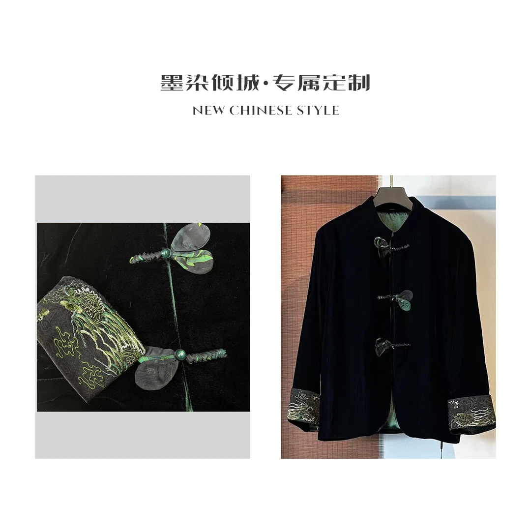 三叶·外套-重磅真丝绒袖口刺绣设计款外套