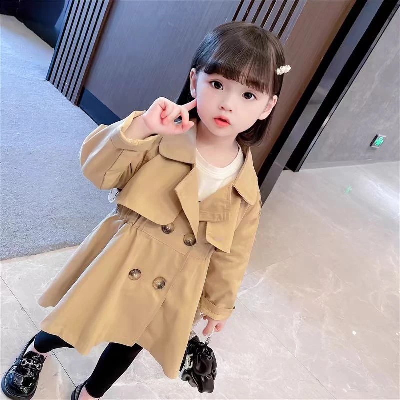女童风衣外套春秋韩版2025新款中长款洋气儿童女宝宝秋装英伦风衣