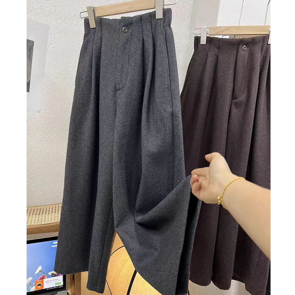 MX-895休闲裤休闲阔腿显瘦气质针织高腰时尚百搭毛呢网红直筒开叉