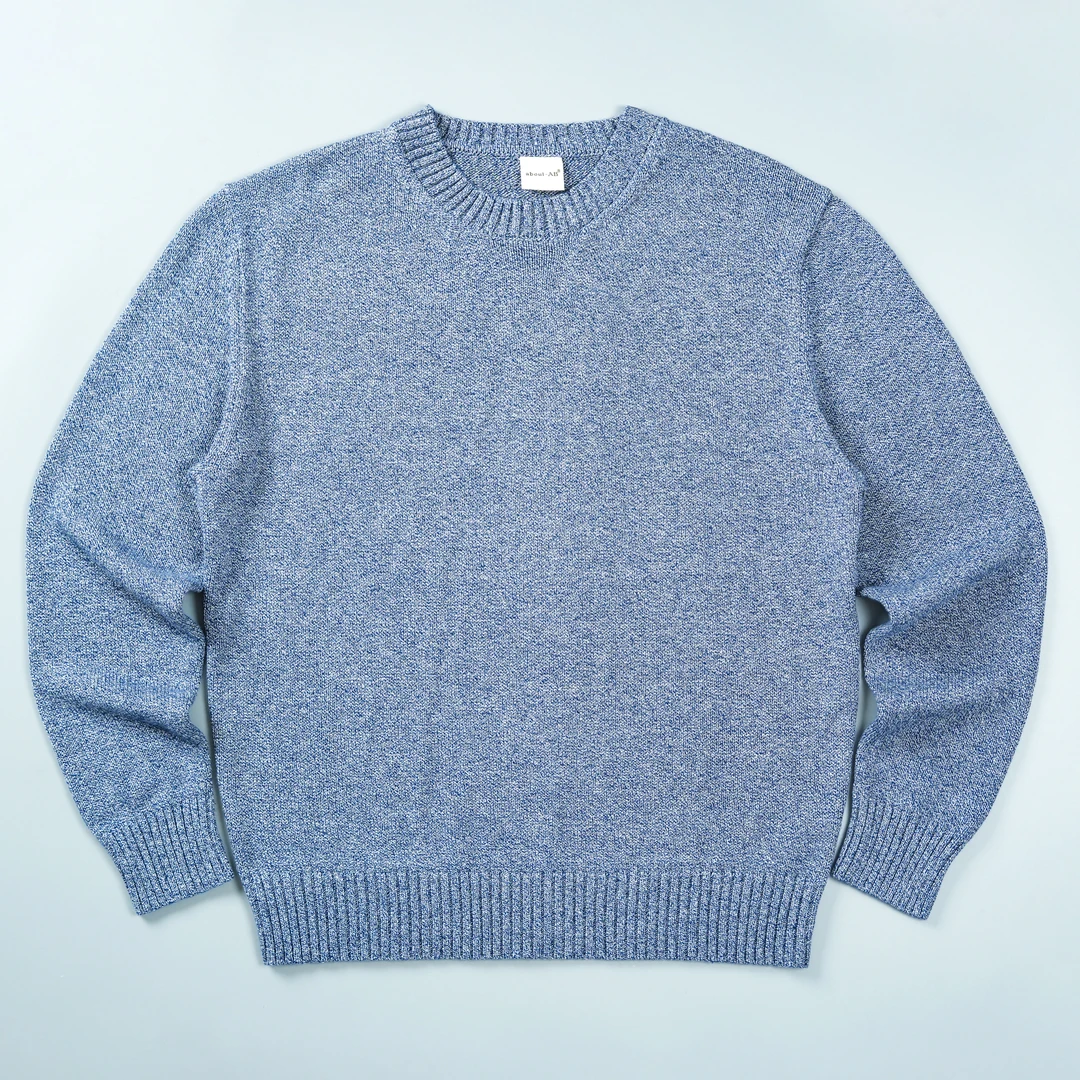 about-ab 男士圆领常规修身款毛衣内搭浅蓝色纯棉套头衫933019