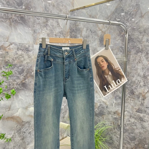 85209#高腰显瘦微喇牛仔裤时尚百搭舒适透气长裤