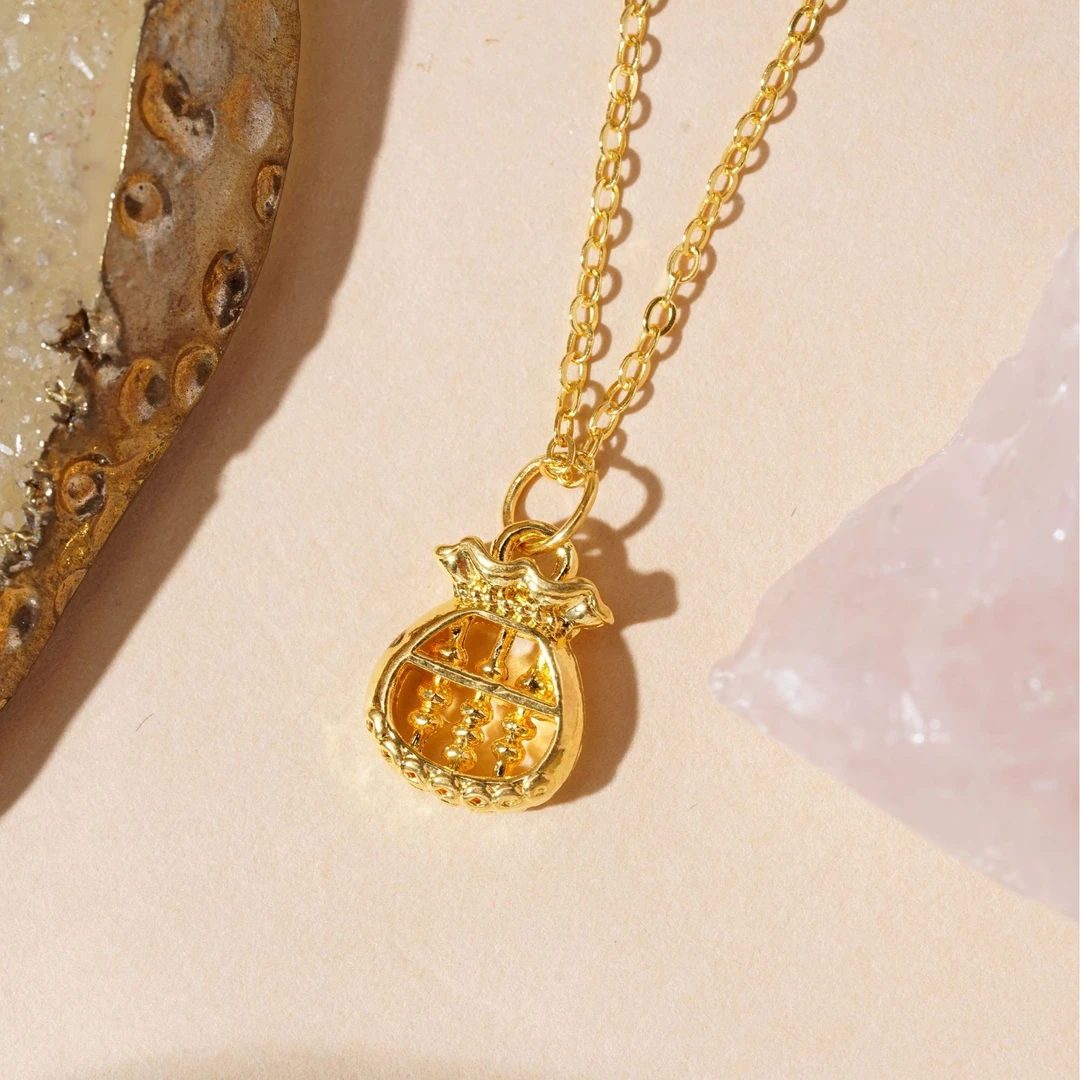 铜合金吊坠 金算盘转运珠DIY配件轻奢百搭精美JA2