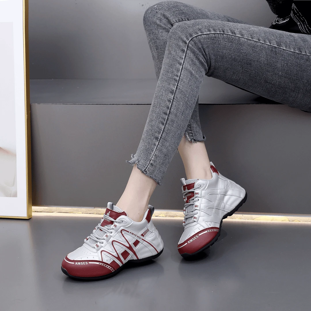 情侣女鞋2025秋冬新款时尚皮面百搭休闲运动鞋子老爹鞋厚底跑步鞋