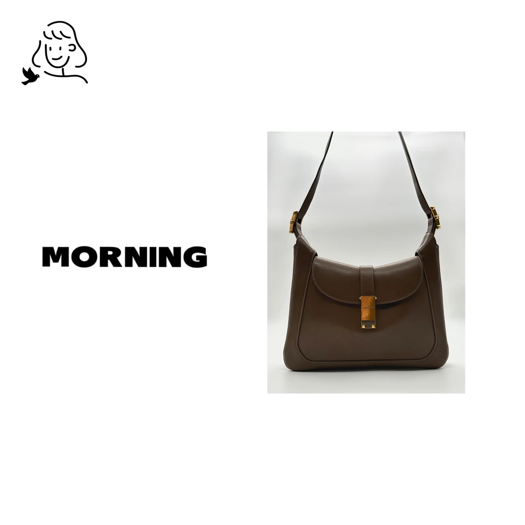 早安日记morning小众时尚女士气质复古单肩斜挎包布朗尼 83127