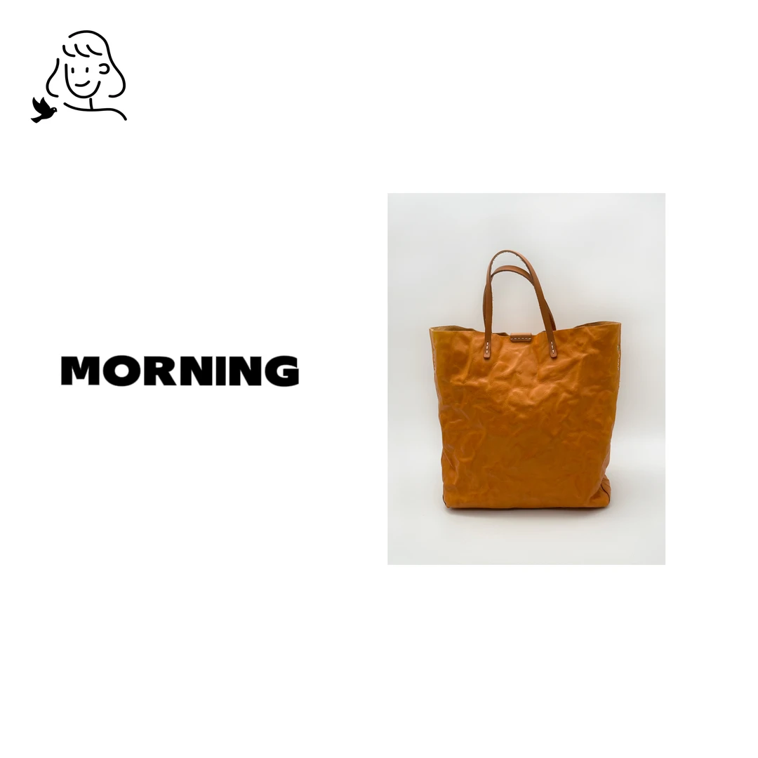 早安日记morning小众时尚女士气质复古斜挎大黄大号牛皮纸 6126