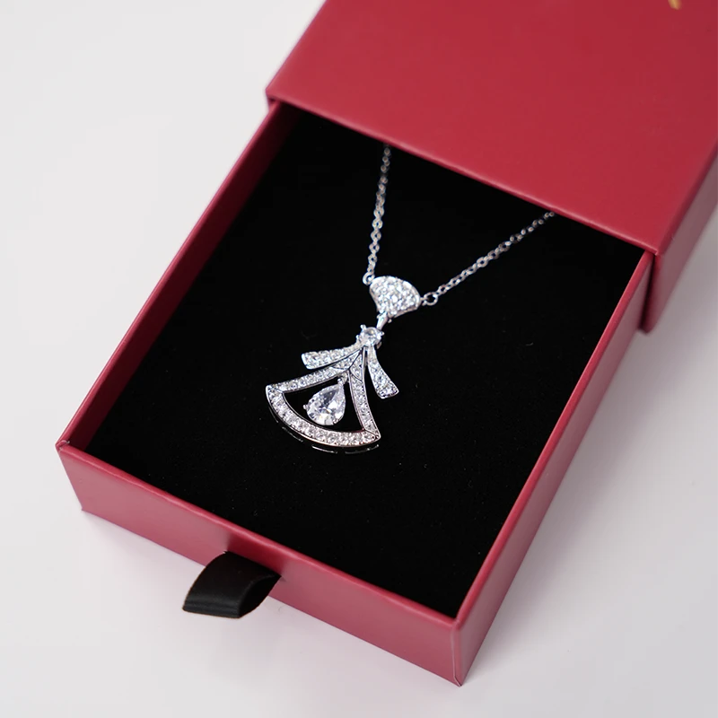 铜合金项链 小裙子满钻项链