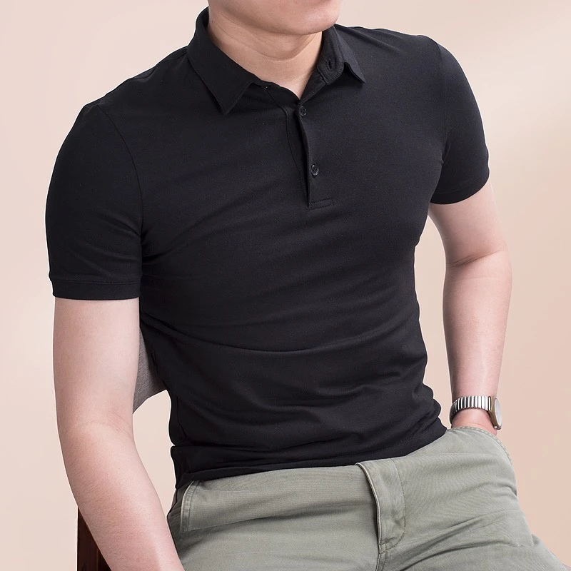 短袖polo衫男夏季修身穿搭翻领简约上衣休闲男士保罗t恤男装