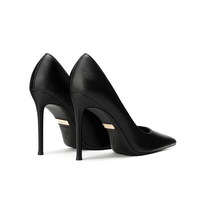 2025新款真皮羊皮细跟高跟鞋春秋时尚百搭性感职业职业浅口高跟鞋