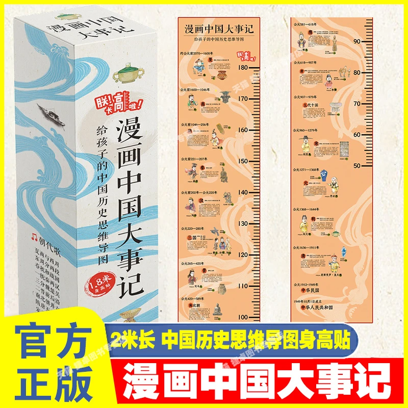 漫画中国大事记 给孩子的中国历史思维导图身高贴 一分钟了解中国