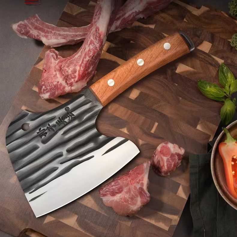 （新疆包邮）砍骨斧-古法锤纹菜刀锻打砍骨刀手工砍柴砍树家用砍刀