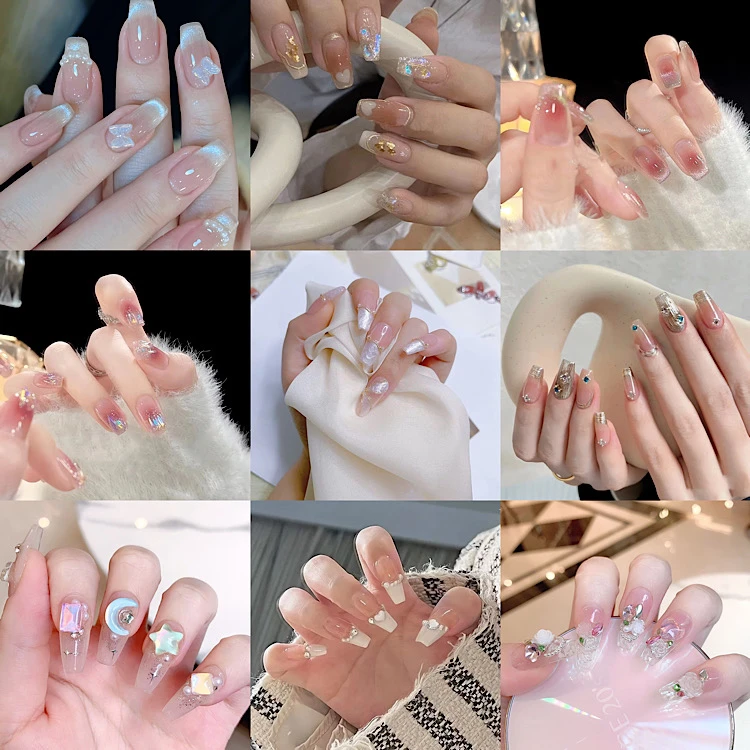 【邮费】纯手工满钻穿戴甲轻奢风碎钻美甲手工穿戴甲高端手绘穿戴