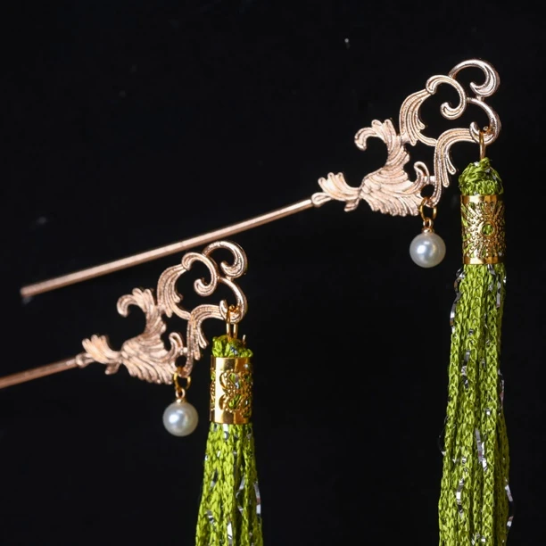 杨柳意汉服头饰古风簪子原创设计长流苏发簪