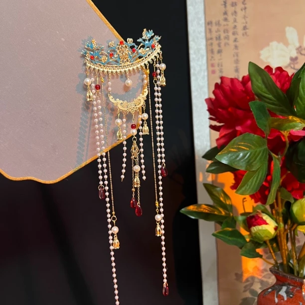 超长流发钗压鬓唐风明制复古风汉服百搭富贵