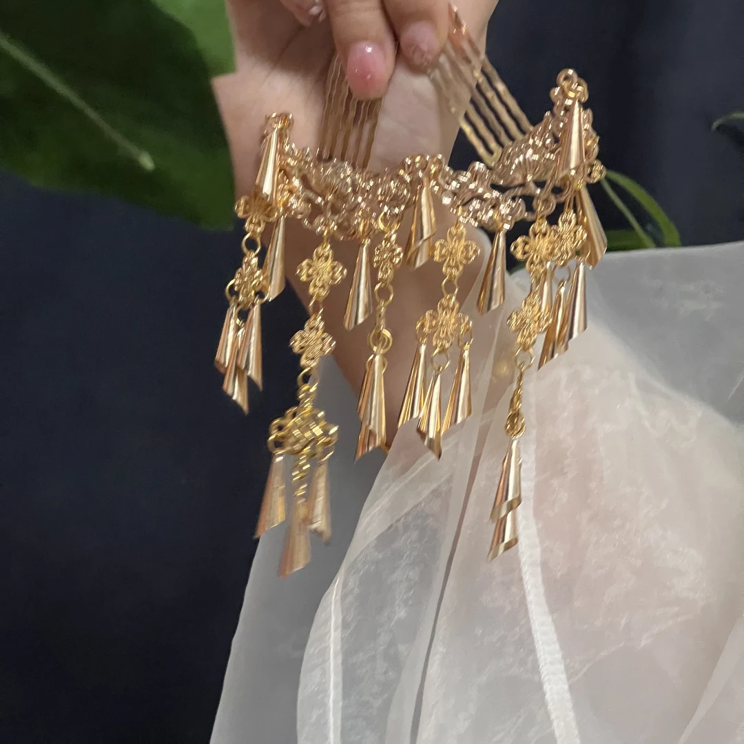 银铃掩鬓古装头饰古风明制唐朝复古发饰汉服旗袍发梳百搭宫廷