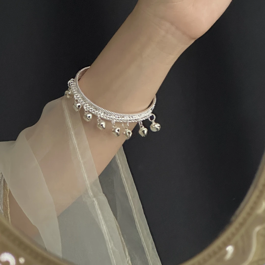 合金手镯 苗铃铃铛手镯可调节镯子日常百搭首饰民族风手镯配汉