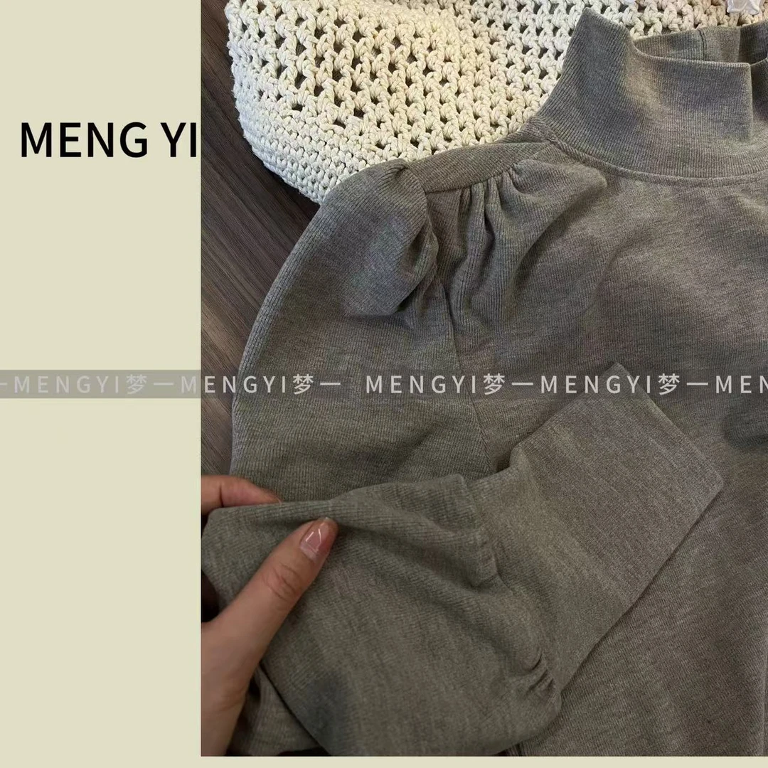 （秀儿）蛋白绒褶皱肩精致上衣-8836