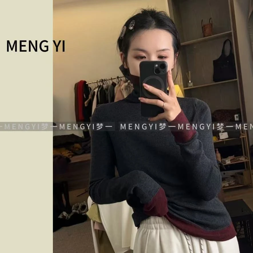 （秀儿）花线撞色复古细针织-8842