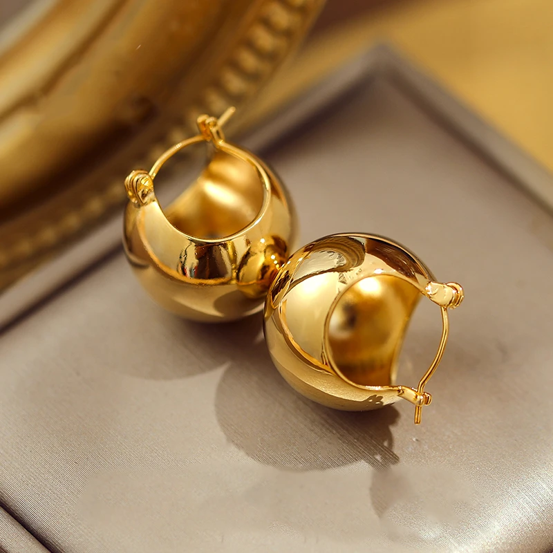 铜合金耳饰 巴黎风情 复古圆球形冷淡风大气耳扣ins
