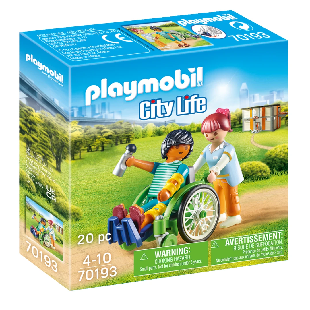 Playmobil/摩比世界70193坐轮椅的患者 儿童玩具