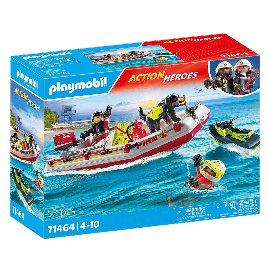 playmobil摩比世界71464带水上摩托的消防艇情景玩具