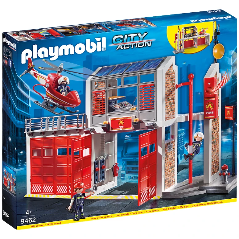 playmobil摩比世界玩具9462消防局消防站含飞机人偶