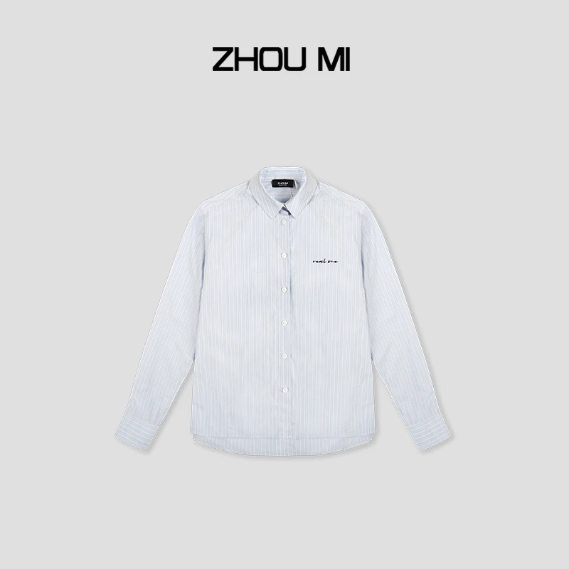 ZHOU MI ”自由的蓝“全棉real me绣花条纹衬衫 ZS30286