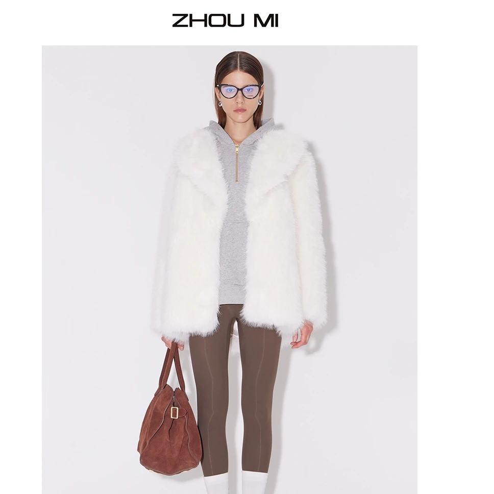 ZHOU MI 大翻领环保毛草草外套 ZY2738