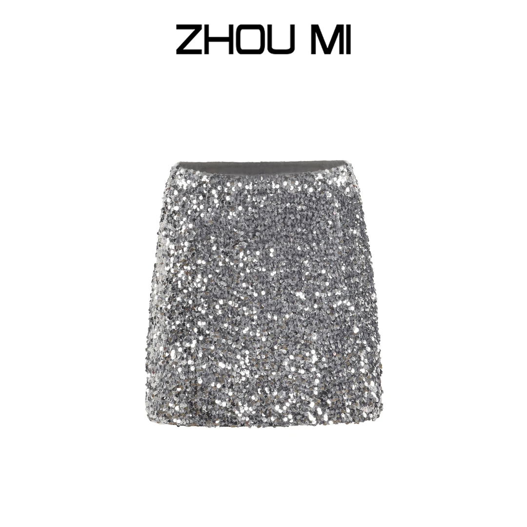 ZHOUMI短裙工艺款亮片半身裙ZK5662