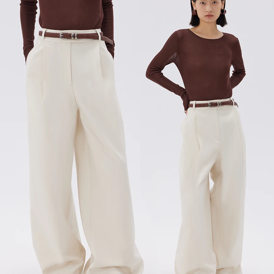 ZHOU MI 弹力棉ins超火 显瘦拖地裤气质直筒阔腿裤 ZK5807