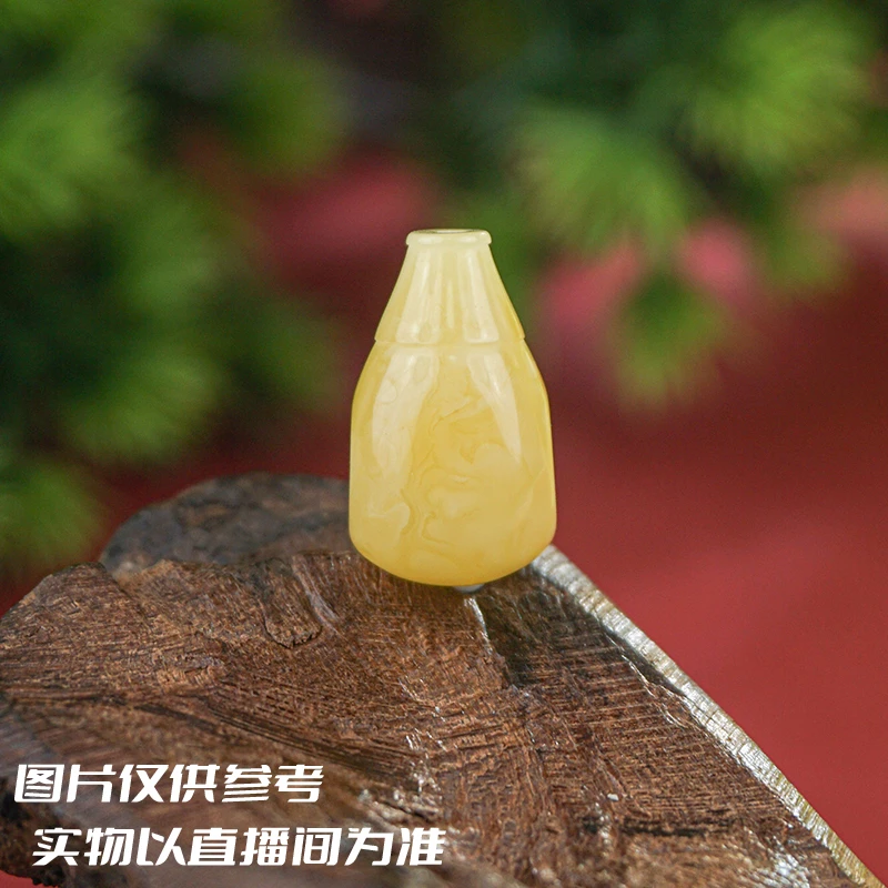 12mm俄料琥珀蜜蜡西施壶三通对孔配饰保真保原矿素款叠推荐天然