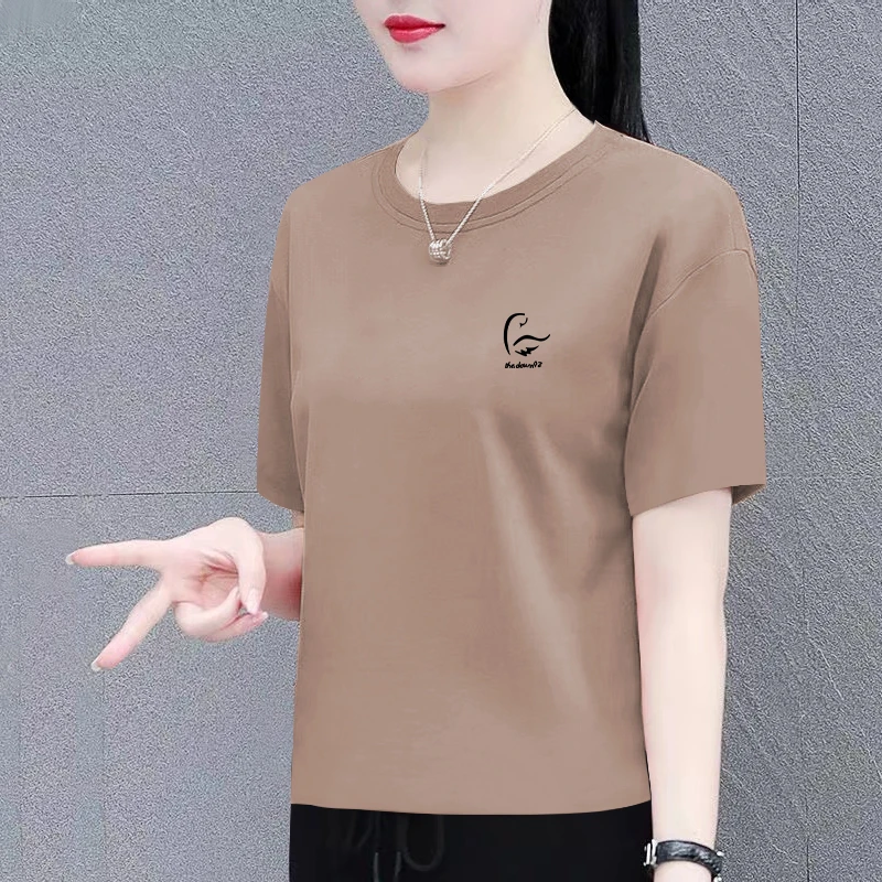 纯棉短袖t恤女夏季新款时尚洋气百搭宽松显瘦女装遮肚上衣体恤衫