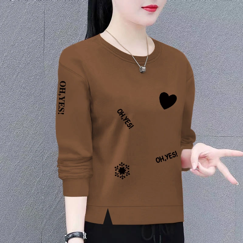 时尚卫衣女新款潮韩版春秋季洋气宽松显瘦百搭圆领长袖上衣外套女