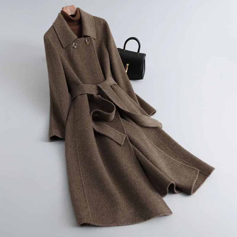 纯羊毛双面呢大衣女秋冬新款呢子气质高级感双面羊绒毛呢外套保暖