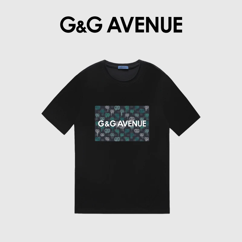 G&GAVENUE潮牌轻奢男士短袖T恤夏季休闲宽松时尚印花情侣半袖t恤