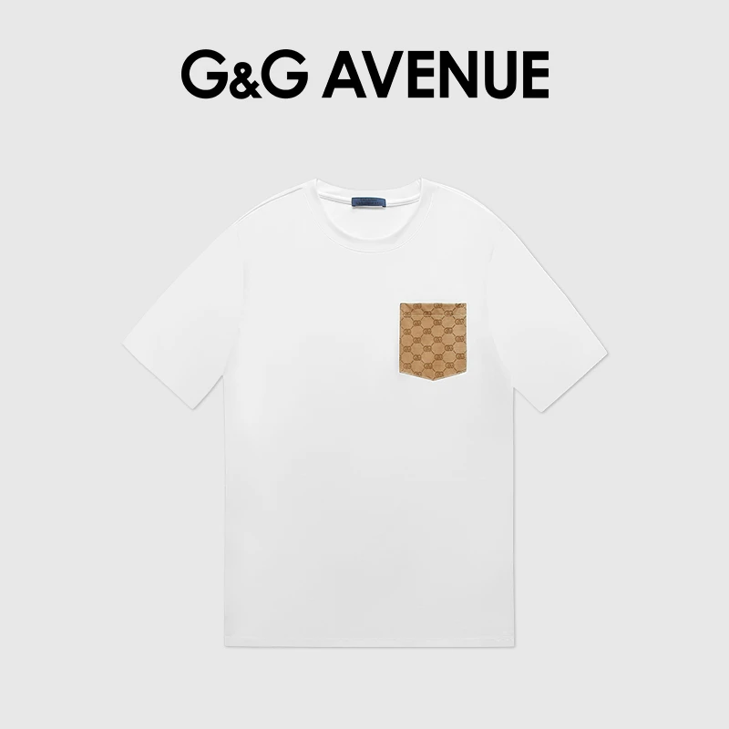 G&GAVENUE轻奢男士短袖t恤2023新款夏季潮牌圆领纯棉半袖T恤上衣