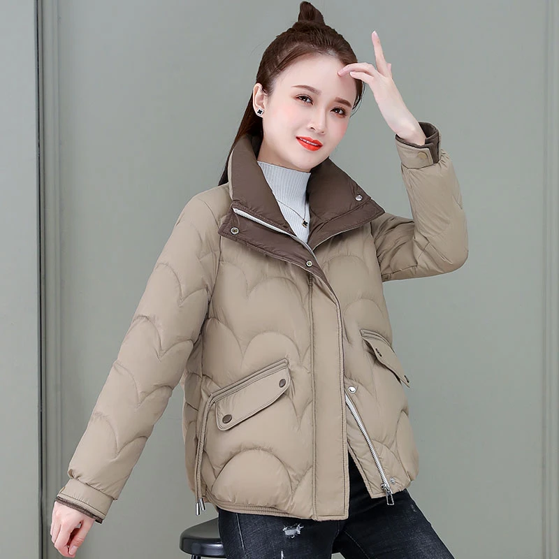 大码女士外套短款立领时尚显瘦小棉宽松韩版冬季小个子百搭加厚