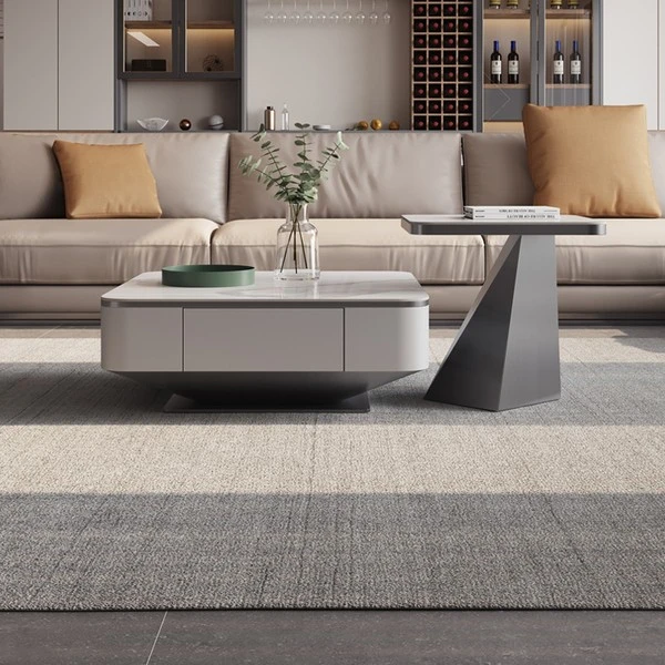 圆形轻奢岩板茶几正方形大小组合创意设计师客厅极简家用现代简约