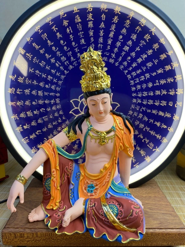 彩绘贴金描花自在观音（高度20公分）创意桌面家用观音菩萨摆设