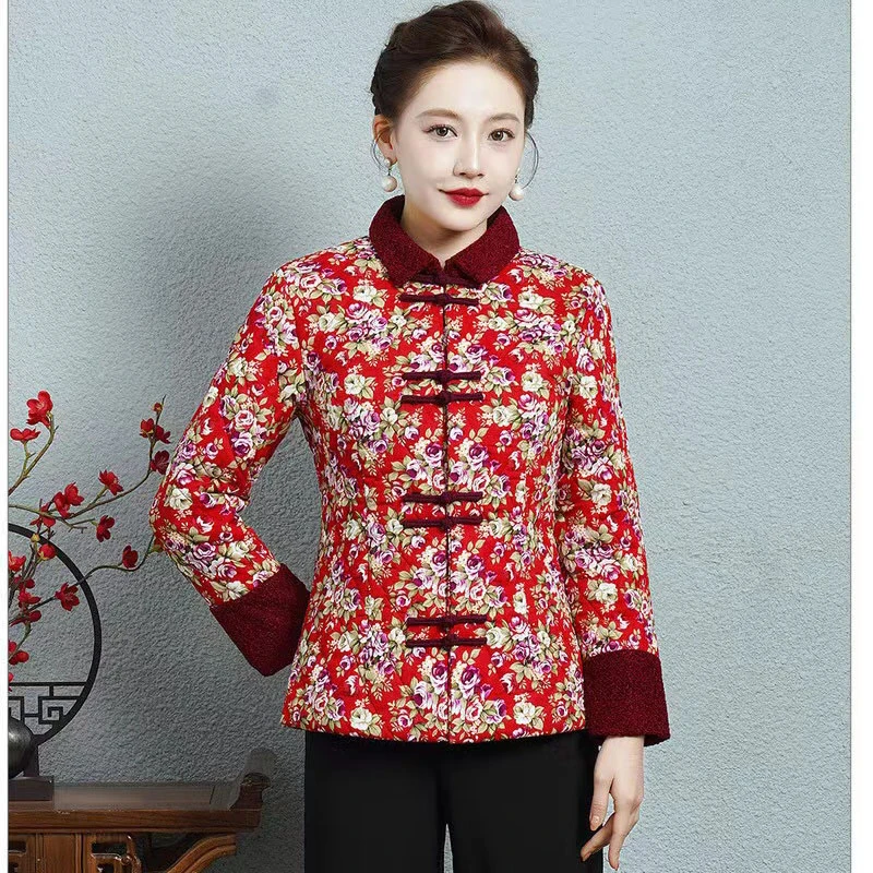 冬季新款中老年妈妈装民族风国风棉服唐装棉衣女2160