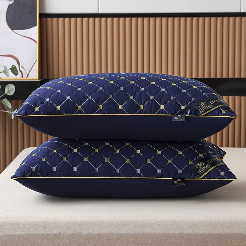 枕头枕芯一对装家用成人枕满天星刺绣款护颈椎助睡眠软枕头单人枕