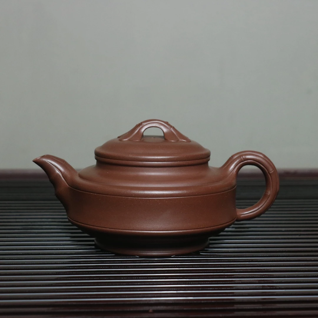 正宗黄龙山原矿紫泥半手工精工制作260cc经典传统器型双线竹鼓壶