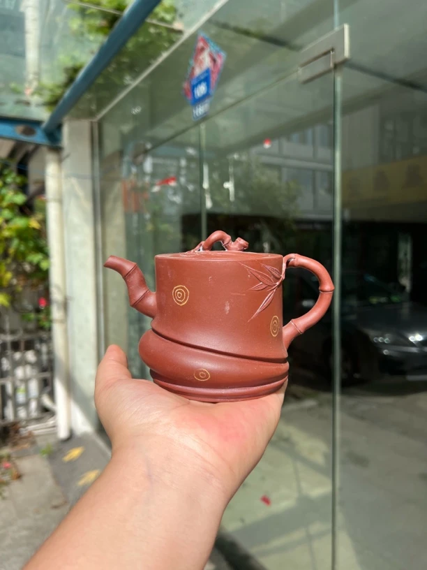 宜兴紫砂壶紫泥竹节（老壶）