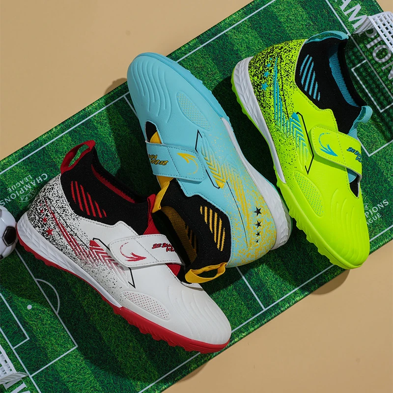 振足足球鞋超纤皮面6-12岁【驰童2.0】碎钉青少年透气减震球鞋儿童